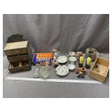 Assorted chinaware, salt & pepper shakers, keepsak