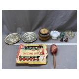Decorative plates, candy dishes, vintage Christmas