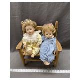 Porcelain Dolls and Bench