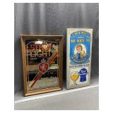Stroh Light Mirror & Pabst Blue Ribbon Sign