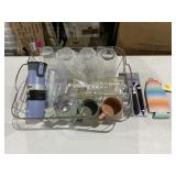Assorted Drinking Glasses, Coffee Mugs, Dish Dryer