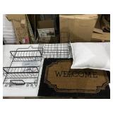Shower Caddy, Welcome Mat, Pillow, Metal Rack