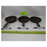 3 Cast Iron Pans