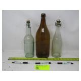 3 Various Glass Bottles