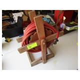 Vintage Wood Hose Reel and Hose