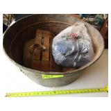 Galvanized 24" Bucket with Miscellaneous Items
