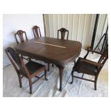Antique Oak Table with 5 Chairs