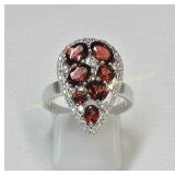 Sterling silver pyrope garnet (1.96 cts) & cubic