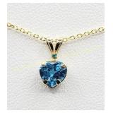10K Yellow gold heart shaped blue topaz 0.93 cts