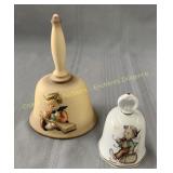(3) Porcelain bells, Goebel, Hummel, Cloches en