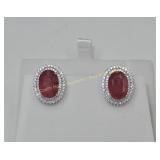 Sterling silver enhanced ruby (10.80 cts) & cubic