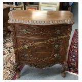 Highlly carved bow front chest of drawers Commode