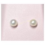14K Yellow gold cultured pearl earrings, Boucles