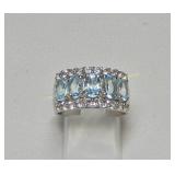 Sterling silver blue topaz (2.30 cts) and white