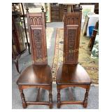 (2) Carved wooden deacon