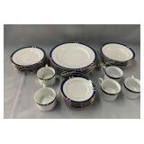 Blue First dinnerware service for 6 missing 1 cup