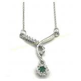 Sterling silver emerald (0.10 cts) and cubic