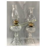 (2) Glass oil lamps, Lampes ï¿½ huile en verre