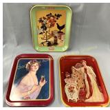 (3) Coca-Cola trays, Cabarets, 10.5" x 14.5"