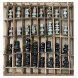 Marble chess set with wooden chessboard 14x14