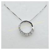 Sterling silver diamond circle pendant & chain