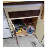 Wood Cupboard & Contents