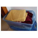 Tub of blankets & Linens
