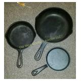 (3) Cast Iron Skillets (K)