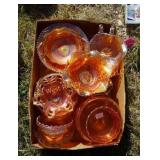 Box of Carnival Glass Pieces