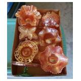 Box of Carnival Glass Pieces