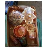 Box of Carnival Glass Pieces