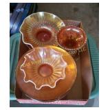 Box of Carnival Glass Pieces