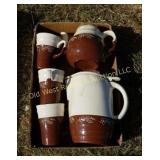 Stoneware Teapot, Pitcher & Cups