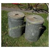 (2) Metal Trash Cans (G)