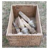Wood Crate w/glass insulators