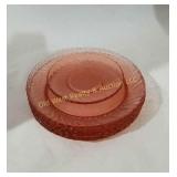 (7) Pink Depression Plates & 1 Saucer