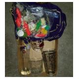 Box of Bottle Stoppers & Drinking Glasses