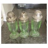 (3) Green Depression Shakers
