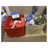 (2) Totes of Bathroom Items