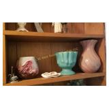 Shelf of Roseville & USA Pottery (LR)