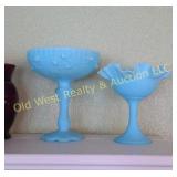 (2) Satin Glass Pieces