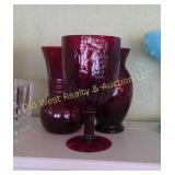 (4) Pieces of Red Glass