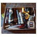 Box of Flashlights & Tape Measures