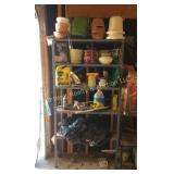 Metal Shelf & Contents