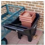 Plastic Wheelbarrow & Flower Pots