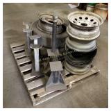Pallet of Tires, Rims & Stands