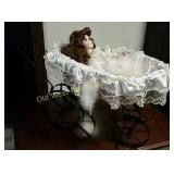 Musical Porcelain Doll & Buggy