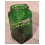 Green Canister Jar w/Bottle Caps