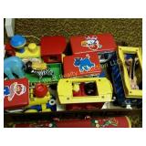 Box of Toy Trains & Bag