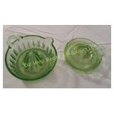 (2) Green Depression Juicers (Chipped)
